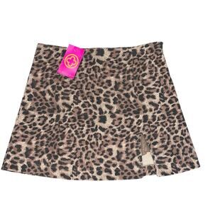NWT MADISON OLIVACEOUS Leopard Print Slit Mini Skirt Size M
